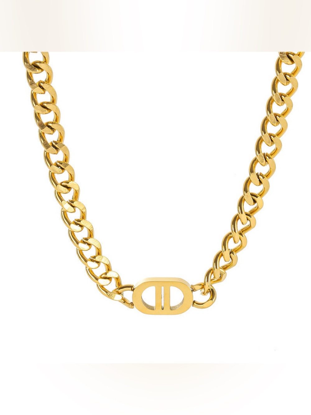 SOLD Stainless Steel Luxury Designer Gold Chain Bracelet & Necklace Set - Picture 12 of 16